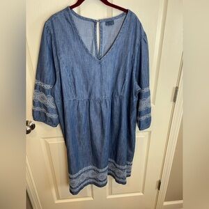 J Jill embroidered Blue Denim Dress Tunic 2x